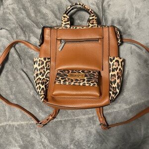 Wrangler Tan and Leopard Small Women's Backpack